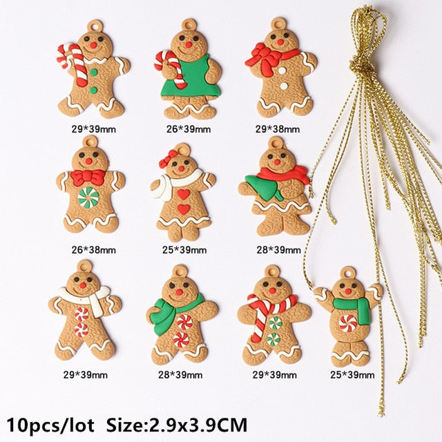 6/12Pcs Gingerbread Man Christmas Tree Ornaments Hanging Pendant Xmas Cute Funny Kid Gift Navidad 2022 Home New Year 2023 Decor