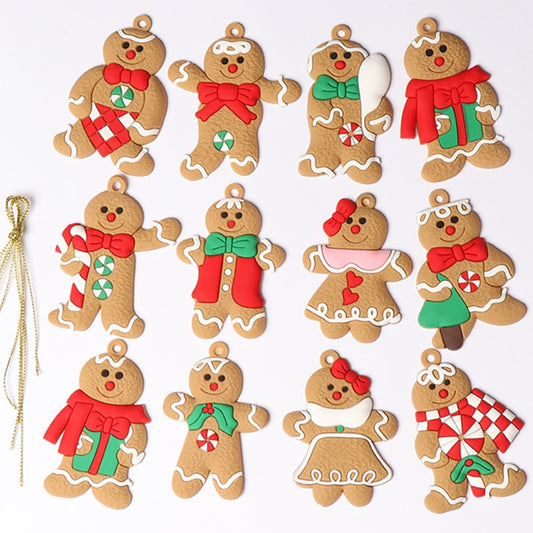 6/12Pcs Gingerbread Man Christmas Tree Ornaments Hanging Pendant Xmas Cute Funny Kid Gift Navidad 2022 Home New Year 2023 Decor