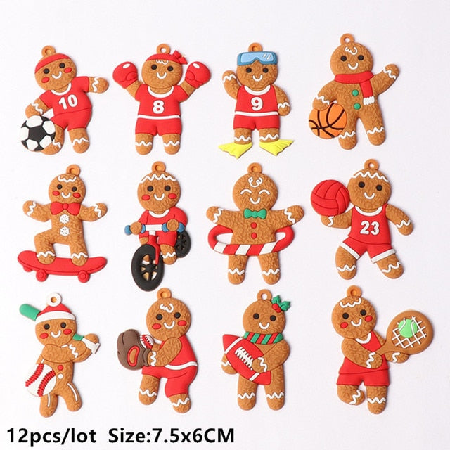 6/12Pcs Gingerbread Man Christmas Tree Ornaments Hanging Pendant Xmas Cute Funny Kid Gift Navidad 2022 Home New Year 2023 Decor