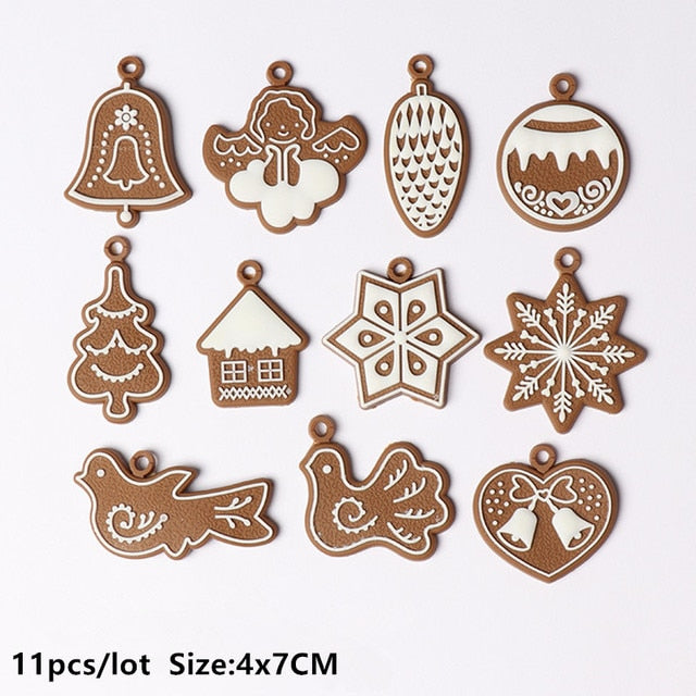 6/12Pcs Gingerbread Man Christmas Tree Ornaments Hanging Pendant Xmas Cute Funny Kid Gift Navidad 2022 Home New Year 2023 Decor