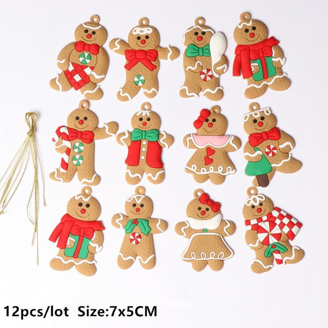 6/12Pcs Gingerbread Man Christmas Tree Ornaments Hanging Pendant Xmas Cute Funny Kid Gift Navidad 2022 Home New Year 2023 Decor