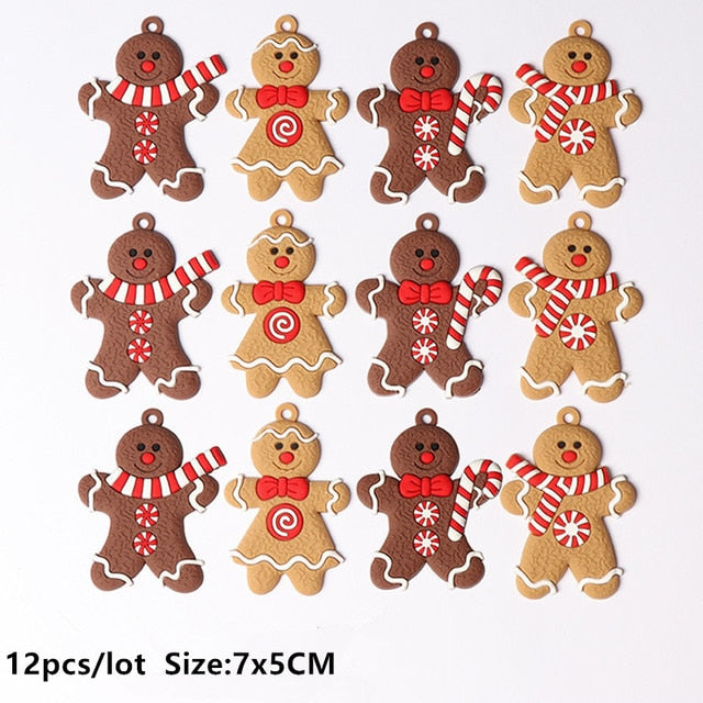 6/12Pcs Gingerbread Man Christmas Tree Ornaments Hanging Pendant Xmas Cute Funny Kid Gift Navidad 2022 Home New Year 2023 Decor