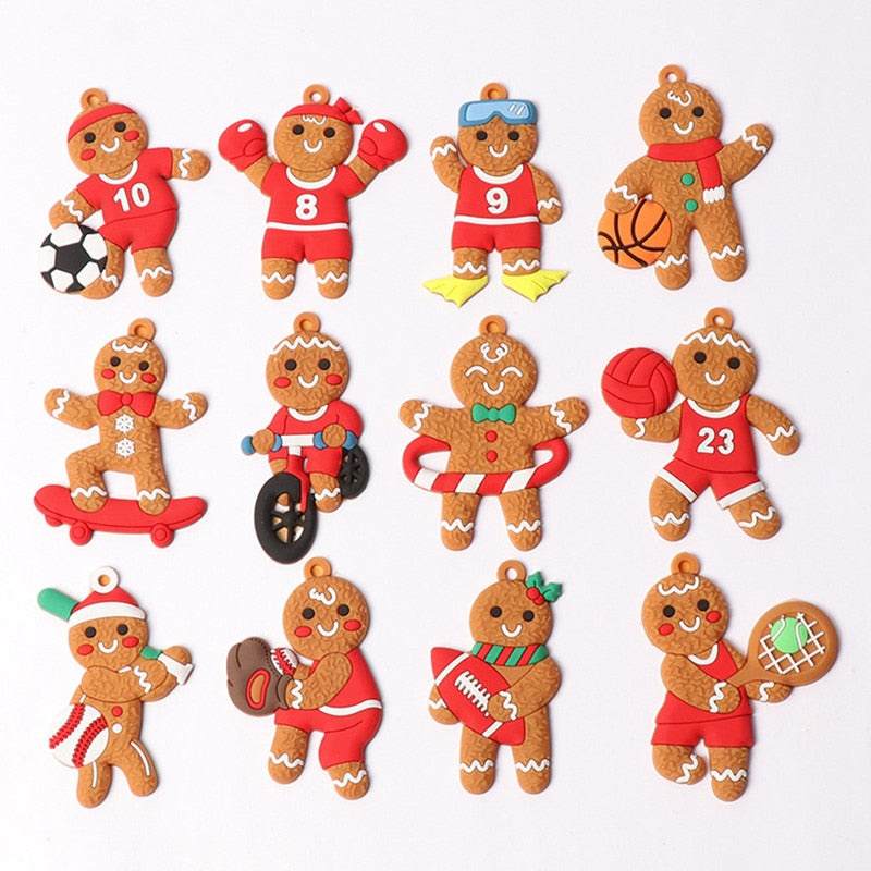 6/12Pcs Gingerbread Man Christmas Tree Ornaments Hanging Pendant Xmas Cute Funny Kid Gift Navidad 2022 Home New Year 2023 Decor