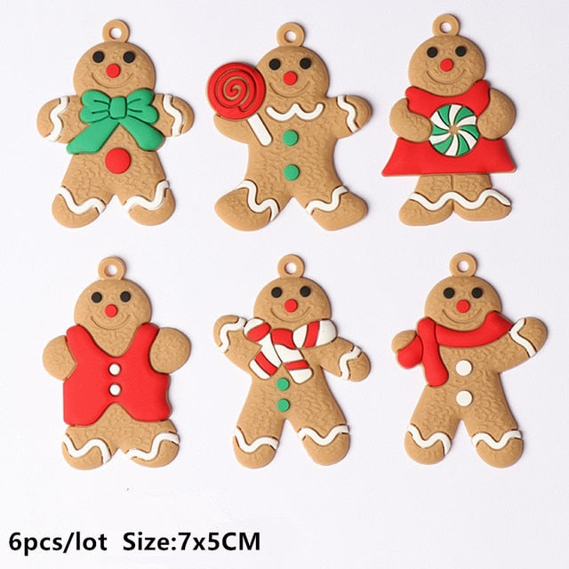 6/12Pcs Gingerbread Man Christmas Tree Ornaments Hanging Pendant Xmas Cute Funny Kid Gift Navidad 2022 Home New Year 2023 Decor