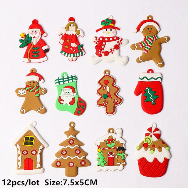 6/12Pcs Gingerbread Man Christmas Tree Ornaments Hanging Pendant Xmas Cute Funny Kid Gift Navidad 2022 Home New Year 2023 Decor