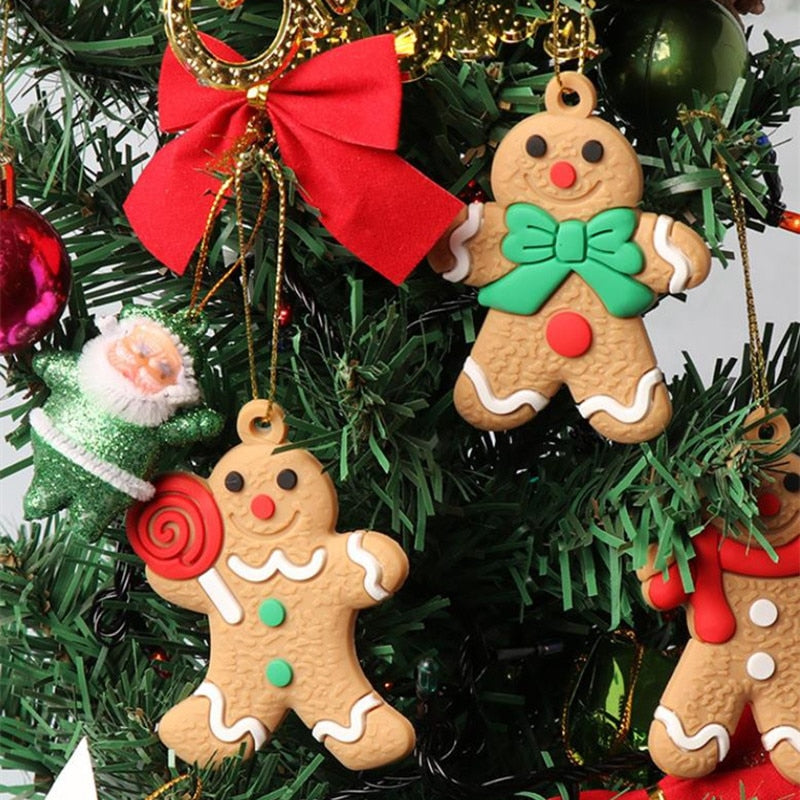 6/12Pcs Gingerbread Man Christmas Tree Ornaments Hanging Pendant Xmas Cute Funny Kid Gift Navidad 2022 Home New Year 2023 Decor